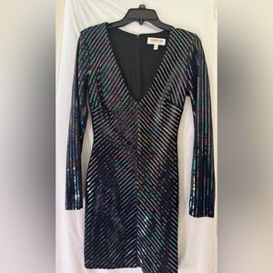 Cosmopolitan Black Sequin Long Sleeve Dress